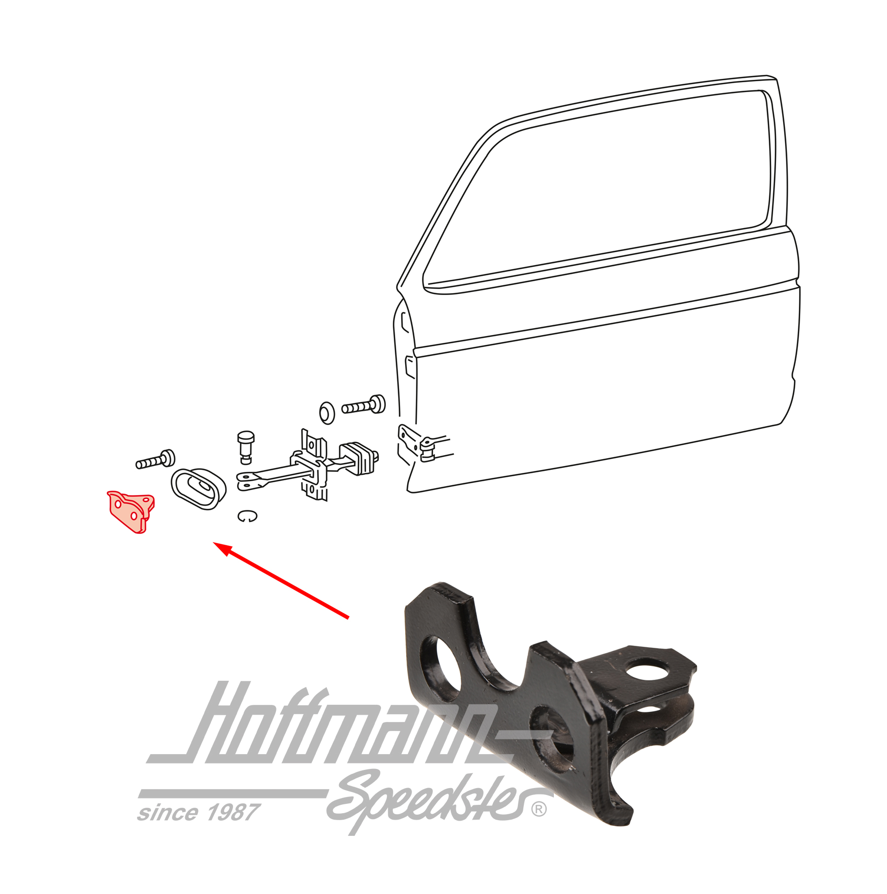 Retainer, door stop, A-pilar, 74-78/-93 | 171 831 381 A | 180-1060-20