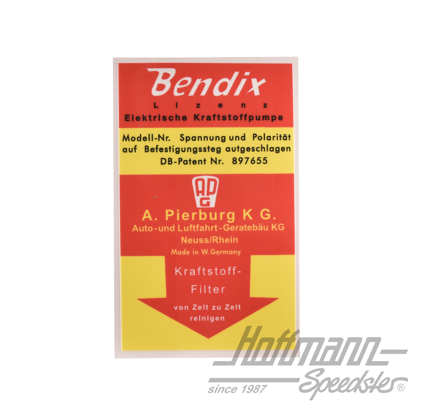 Sticker, Bendix, fuel pump, 356 B | 64470101700 | 510-7950-60