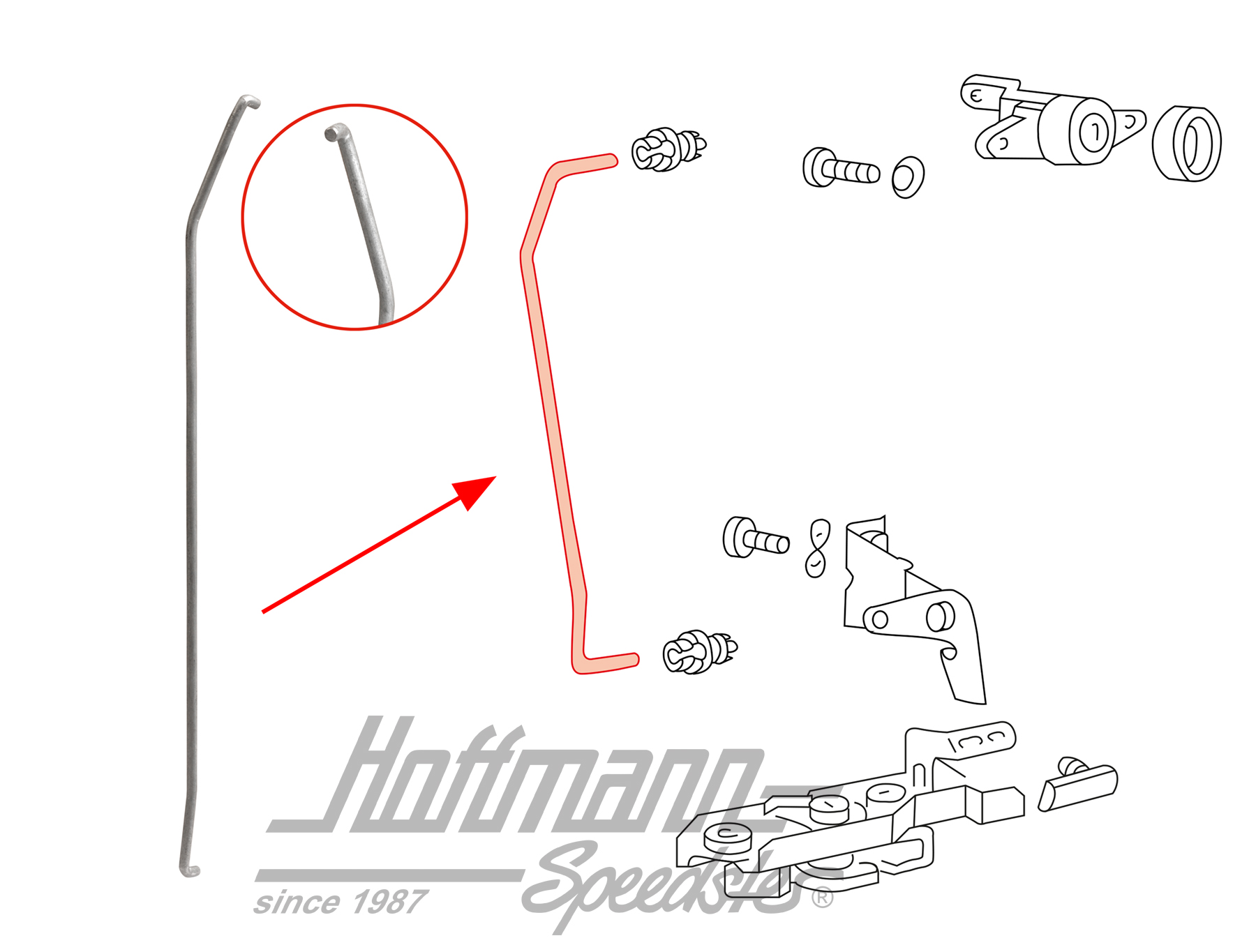 Pull rod, hatchback lock
, Golf 1 Convertible | 155 827 515 | 180-1123-10