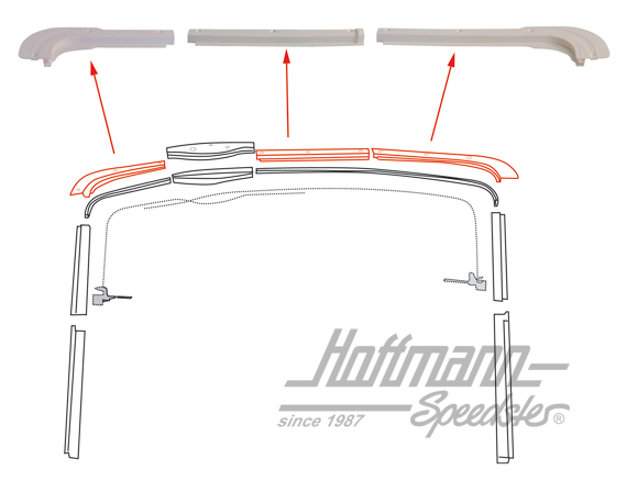 Guide rail set, sliding roof, Bus T2 | 241 877 300 | 098-0128