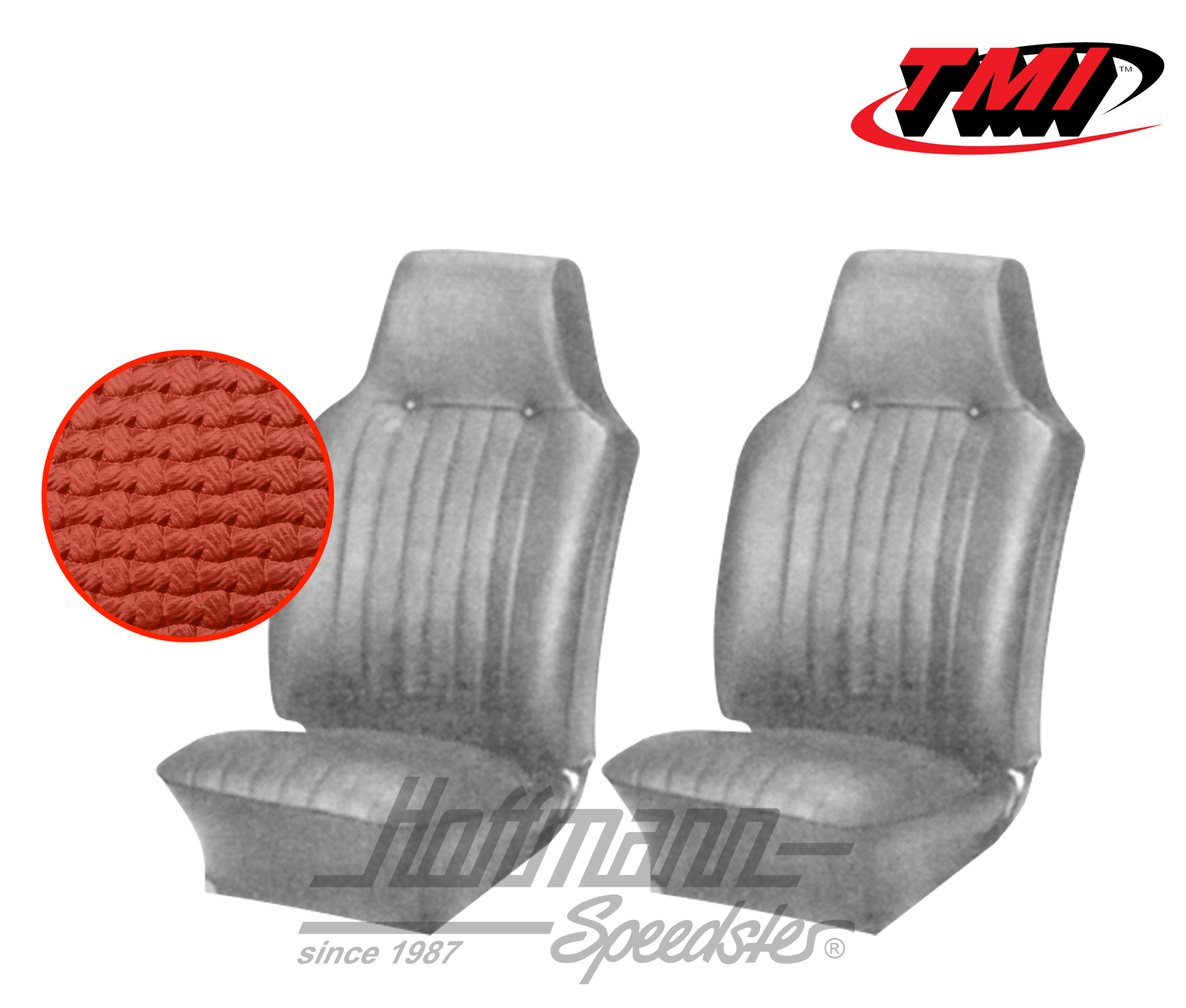 Seat upholstery, Karmann Ghia, front, 67-68, red | 43-1505-07 | 066-0071-10