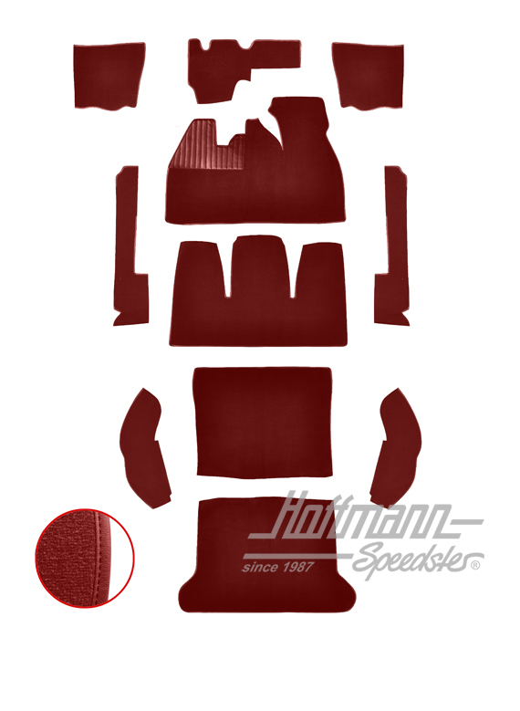 Carpet kit, Beetle Sedan, 8.61-7.68, red |  | 026-5426