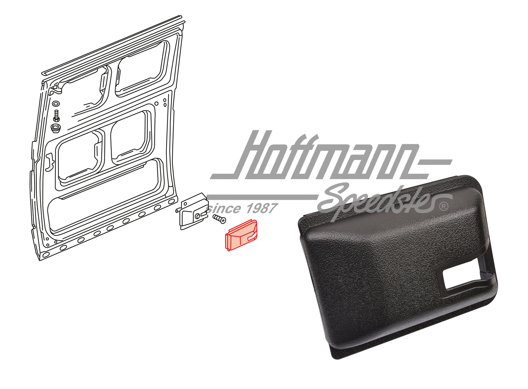 Cover, lock, sliding door, Bus T3 | 255 843 698 A 01C | 360-4014-52