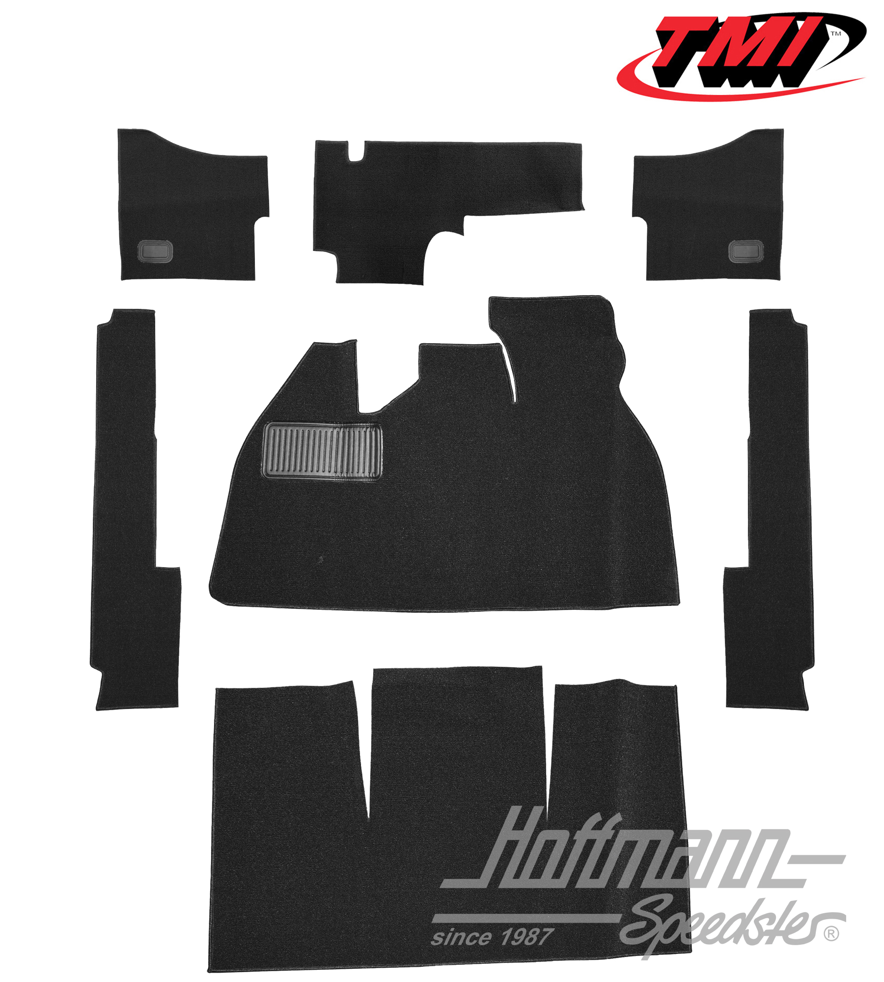 Carpet kit, Sedan, black, 8.57-7.68 | 34-F1106-301 | 020-5300