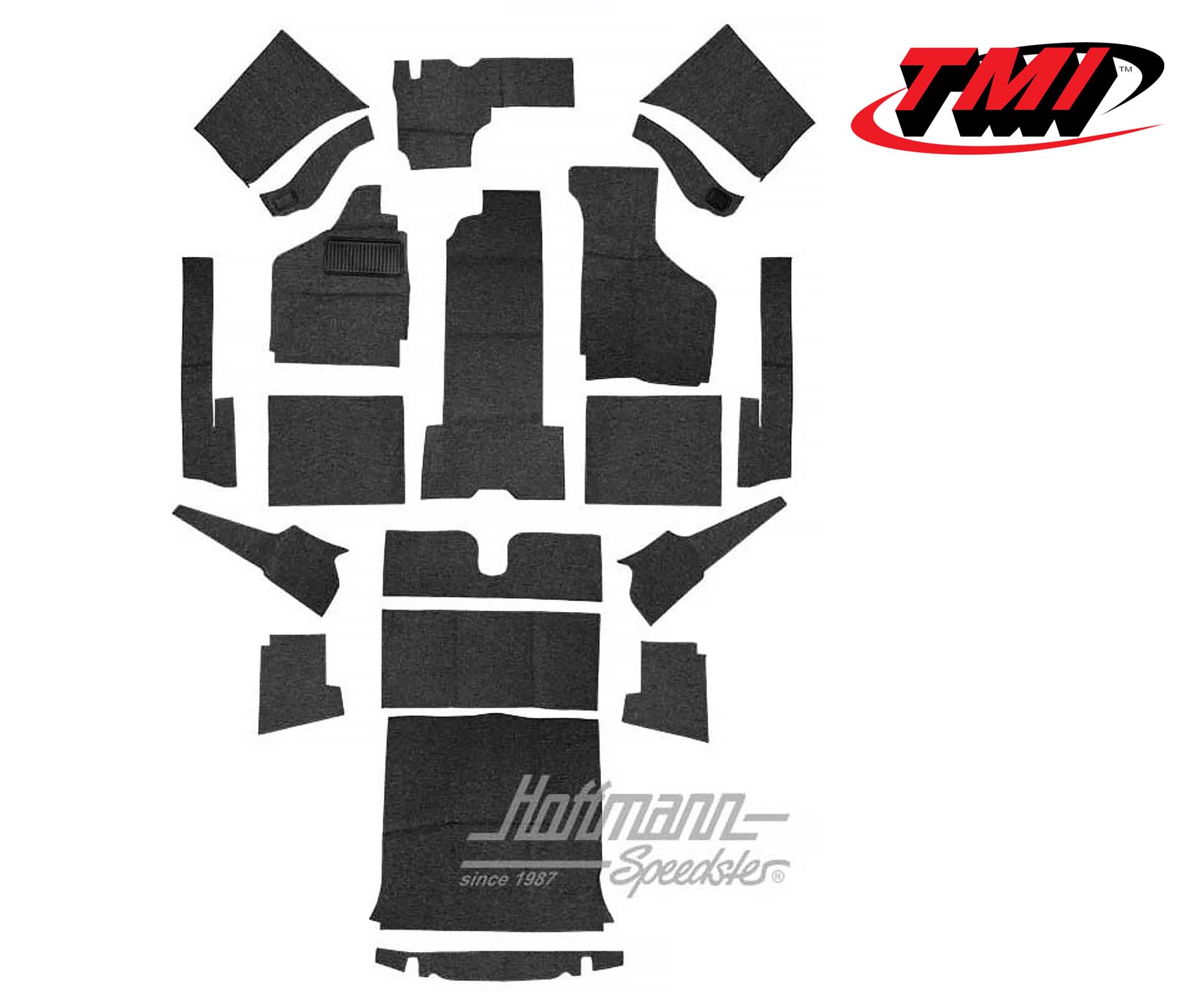 Carpet kit, Karmann Ghia Convertible, 8.68-, black | 34-F1626-301 | 066-0049-10