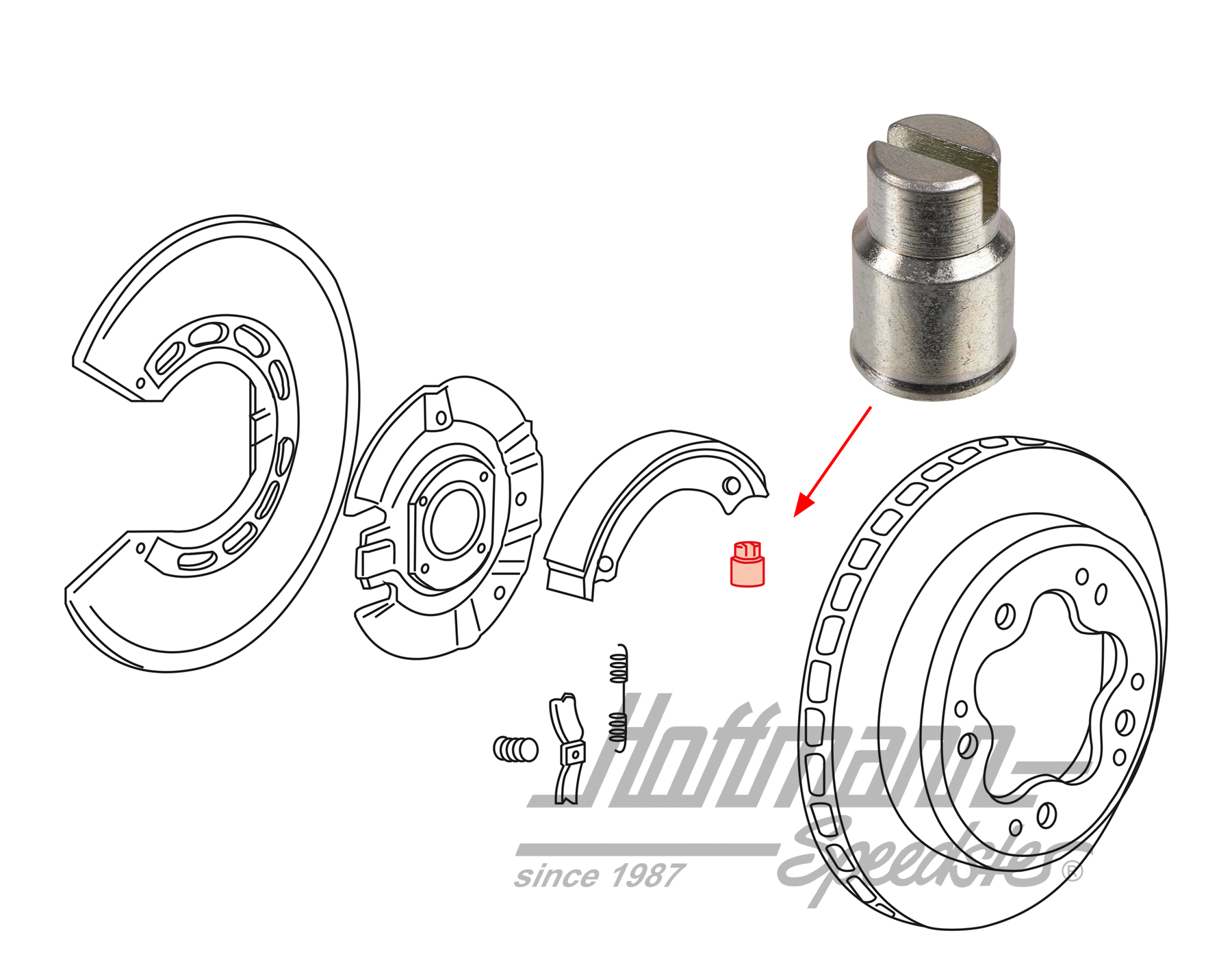 Support bushing, brake shoes, rear, 65-89 | 901 352 944 10 | 522-1430-30