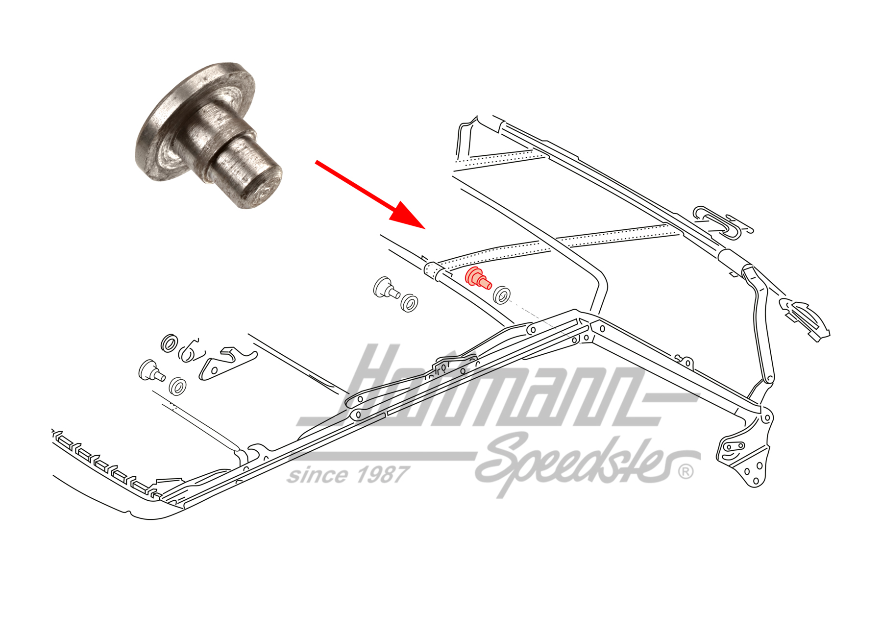 Bolt, convertible top, rear, 1.79-7.83 | 155 871 171 | 180-4810-34