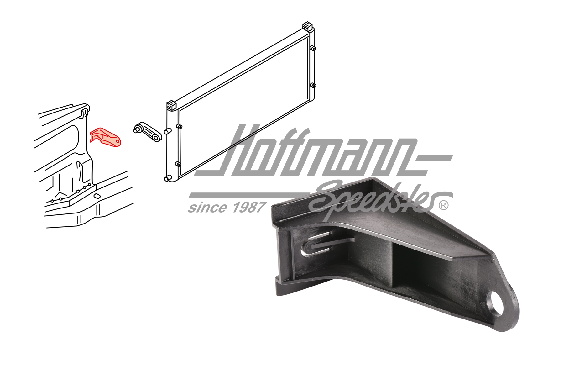 Support, water cooler, Bus T4, left | 701 121 633 B | 401-1940-01