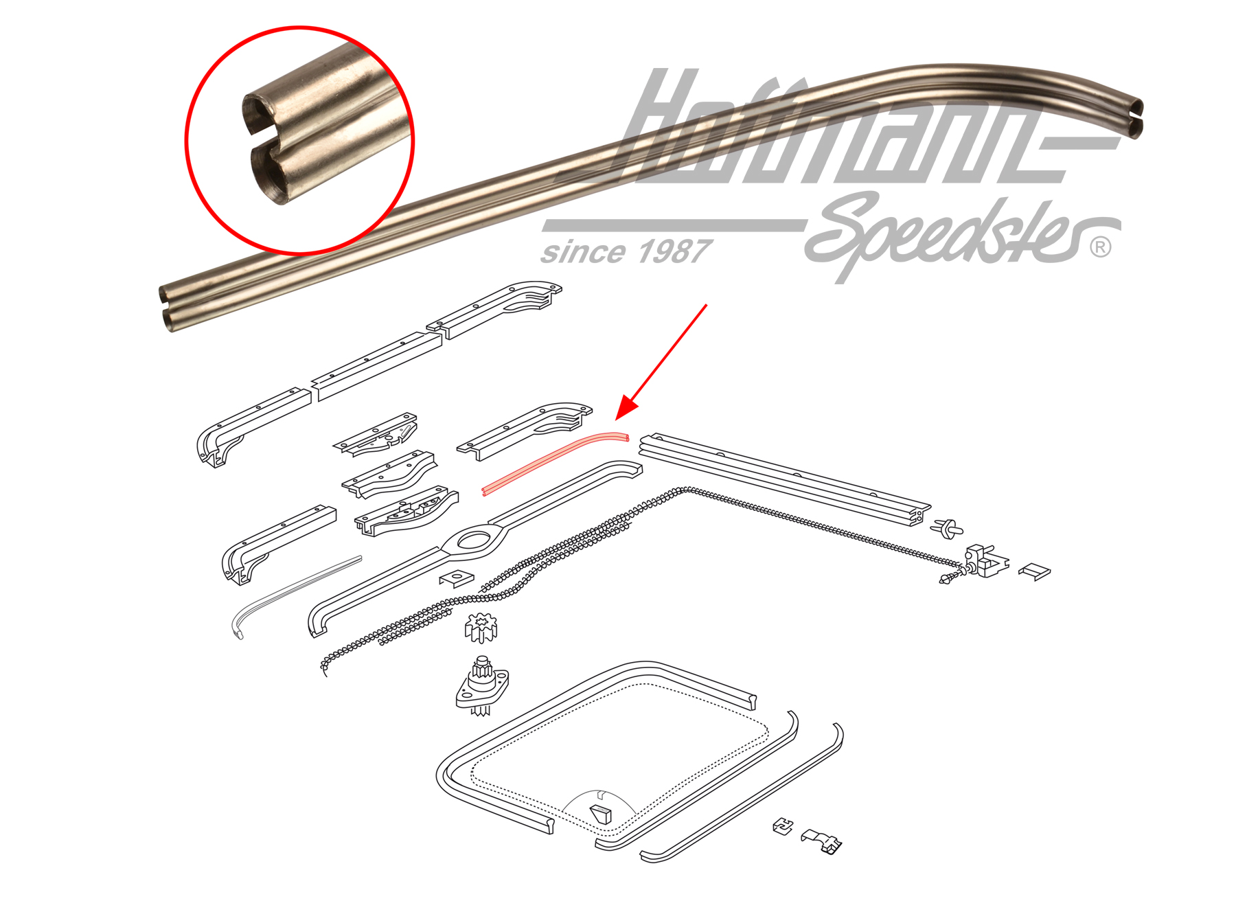 Guide tube, front, sunroof cable, right | 117 877 364 A | 020-5494-02
