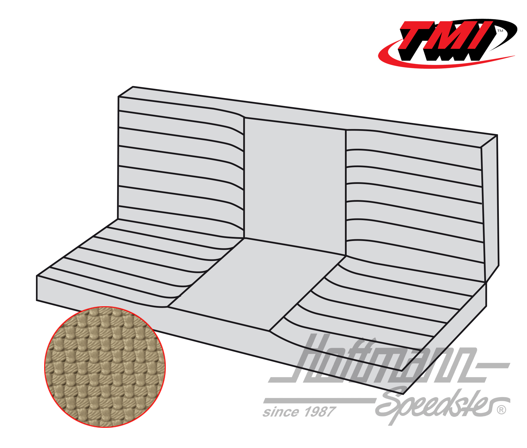 Seat-bench upholstery, Karmann Ghia Conv.,71-74, beige | 43-1612-04 | 066-0085-30