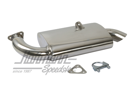 Single exhaust muffler, Phat Boy, stainless steel                                                   