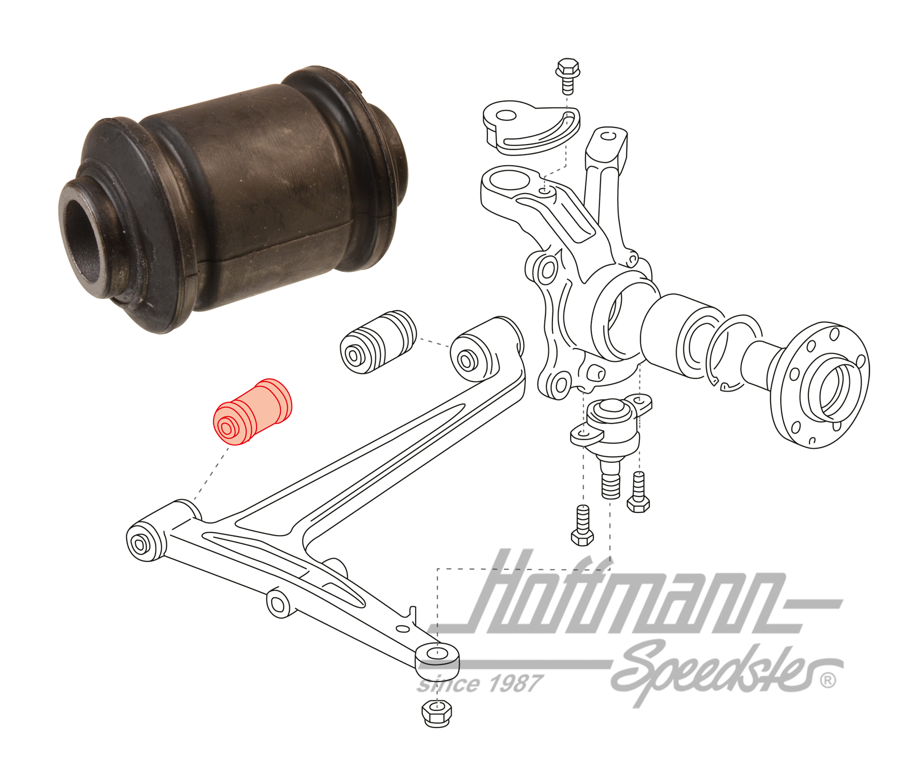 Rubber mount, front, transverse control arm lower, 90-95 | 701 407 183 | 404-0540