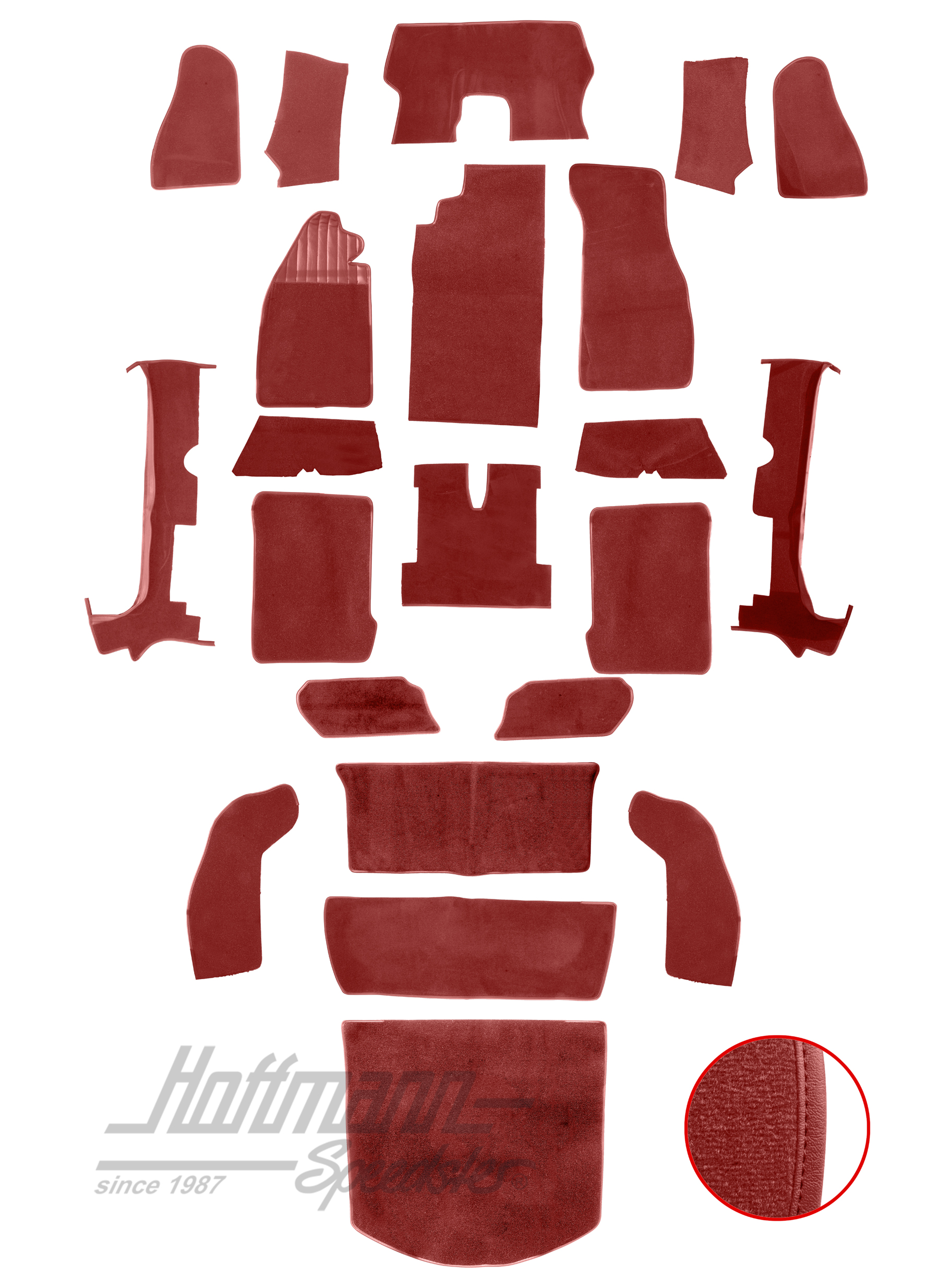 Carpet kit, Beetle Convertible, 1303, light red |  | 026-6127