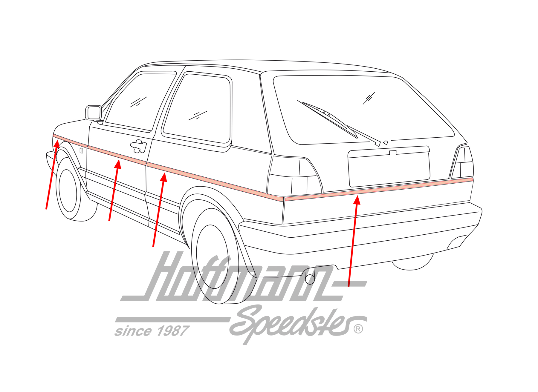 Trim strips, center, Golf 2, 2-door | 191 806 088 | 208-6940-10