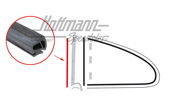 Seal, door window / vent wing, 66-71 | 143 847 341 AL | 060-0406-05