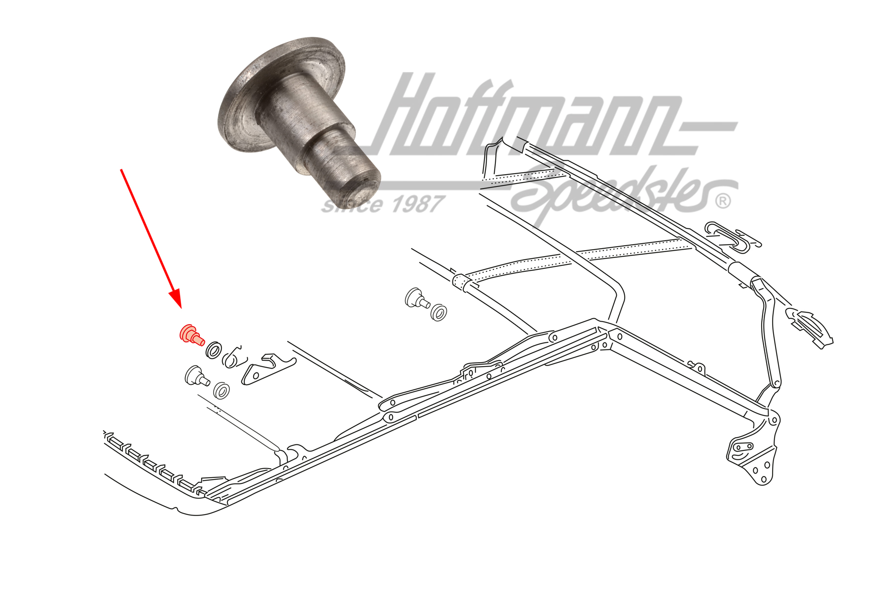 Bolt, convertible top catch, 1.79-7.81 | 155 871 161 A | 180-4810-16