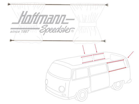 Jail bars, for curtains, Bus T2, aluminium                                                          
