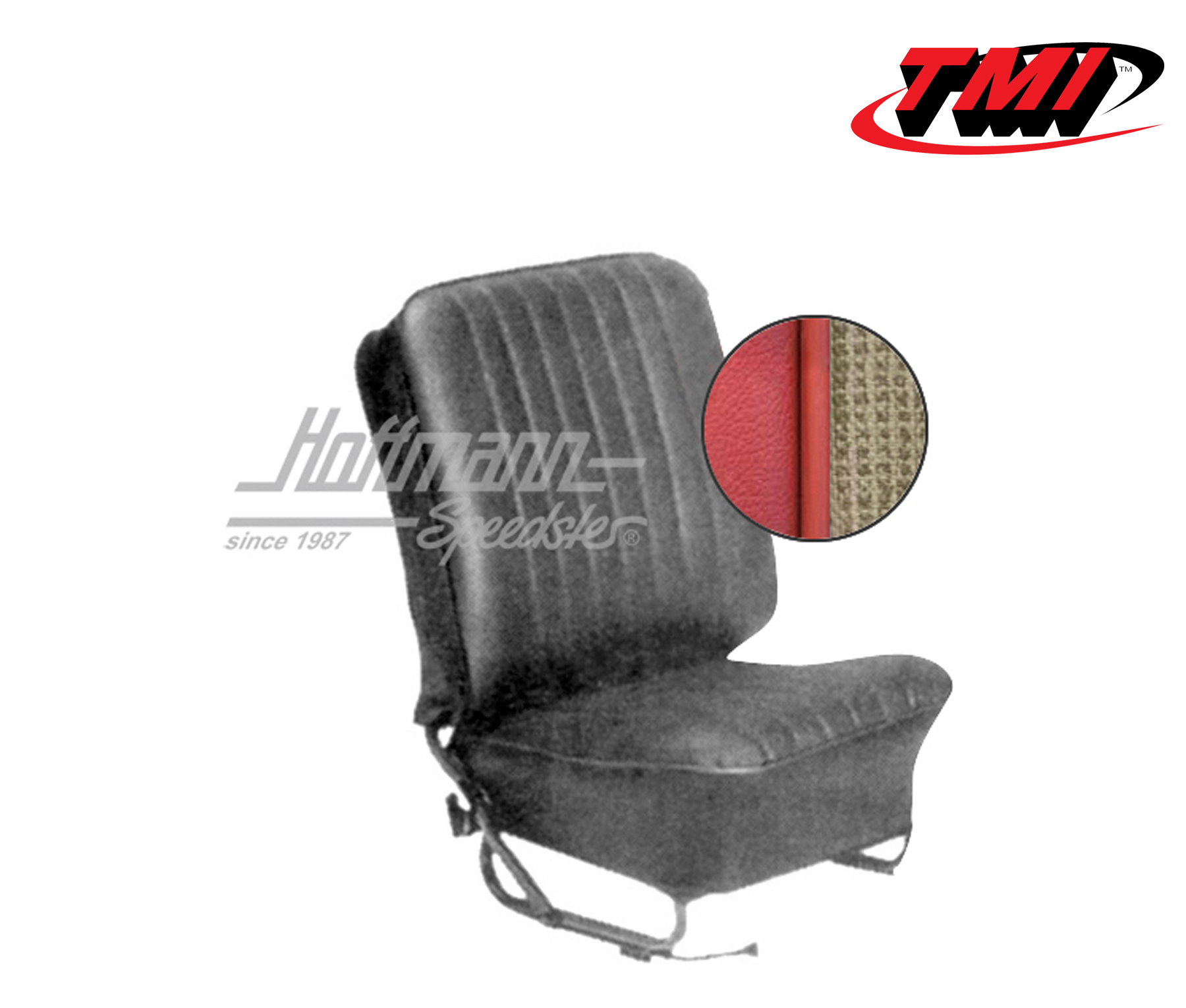 Seat upholstery, Sedan, 8.57-7.64, Mesh, white/red | 43-1123-23-336 | 055-5650-63