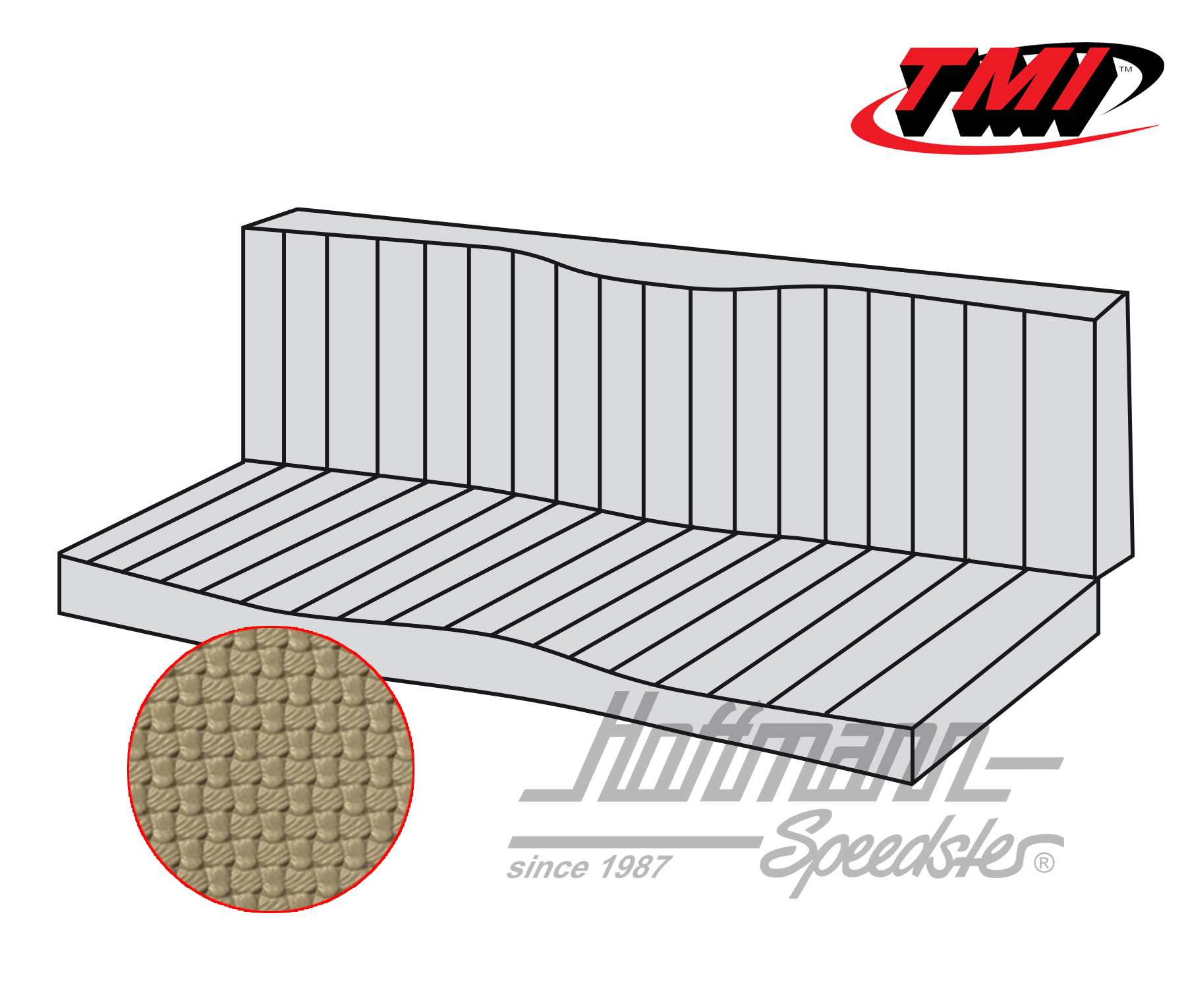 Seat-bench upholstery, Karmann Ghia Conv.,55-71, beige | 43-1611-04 | 066-0084-30