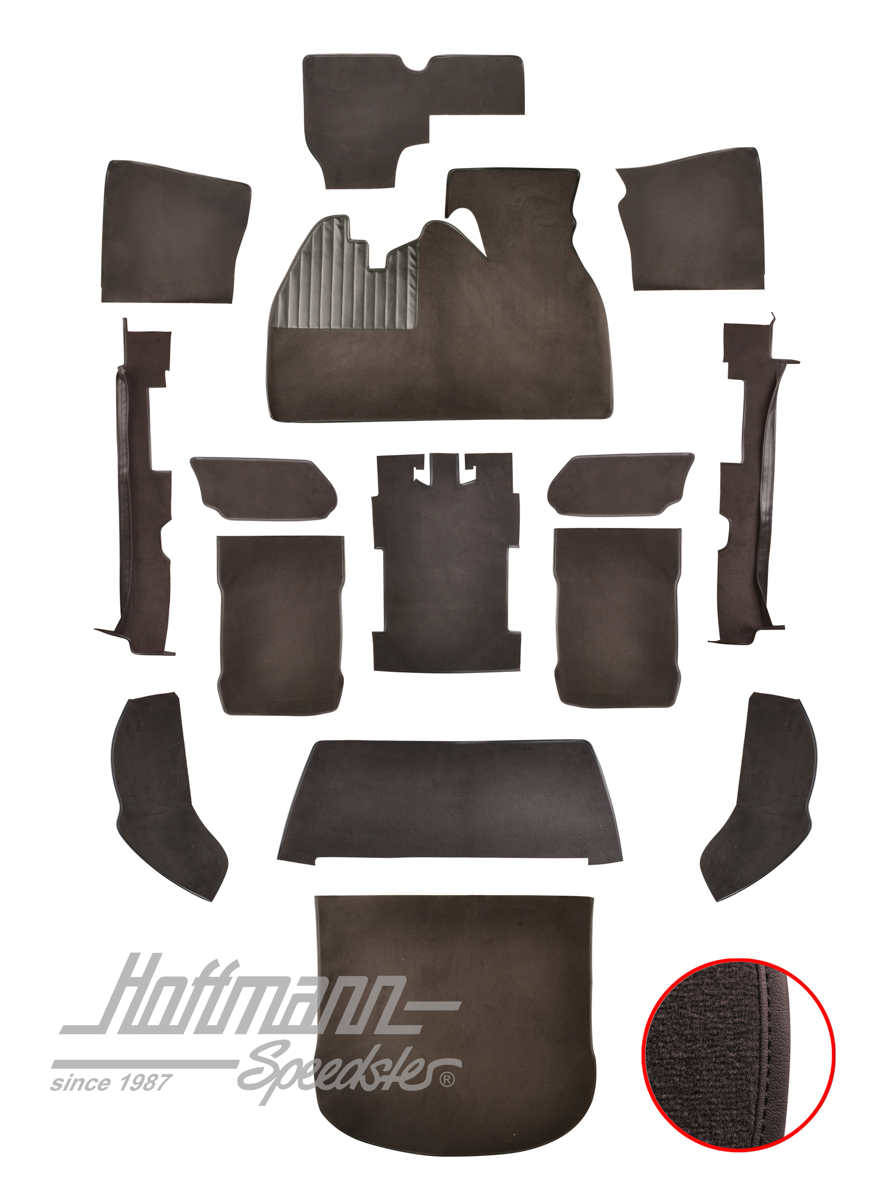 Carpet kit, Beetle Sedan, 1303, charcoal |  | 026-5722