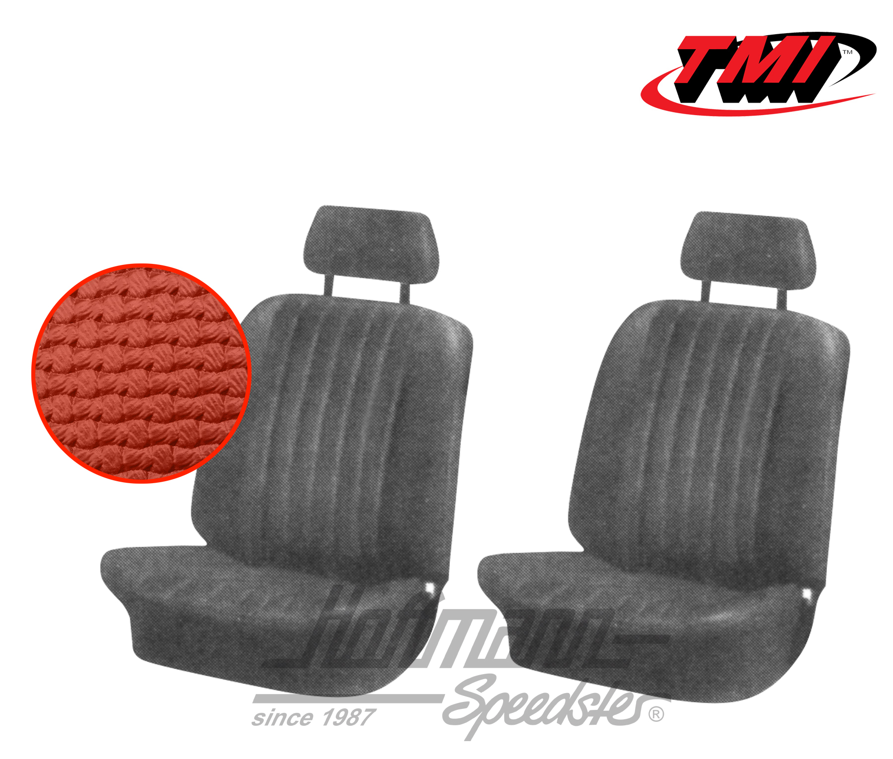 Seat upholstery, Karmann Ghia, front, 71-74, red | 43-1507-07 | 066-0076-10