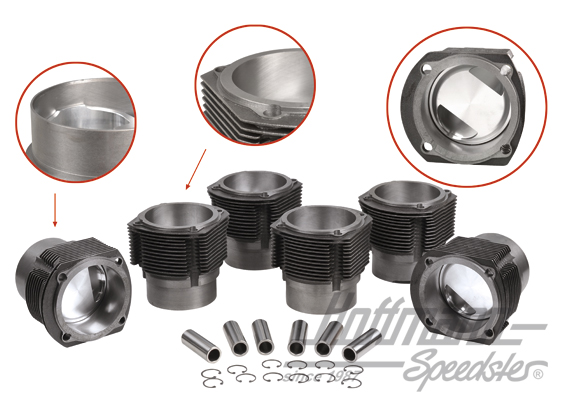 Piston + cylinder set, Porsche 911S, 2.7, 92mm, JE(L) | 008 911 92E JE | 530-0036