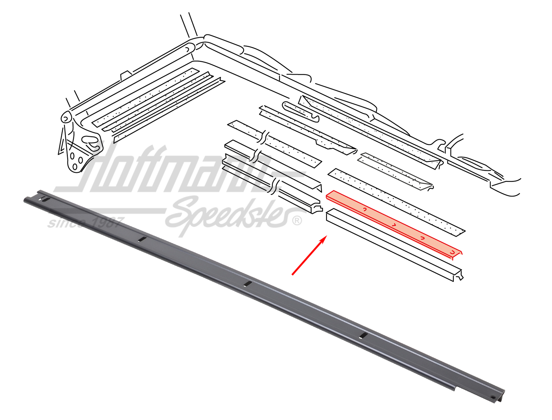 Insertion rail, seal, door, upper, right | 155 871 356 D | 180-4010-12
