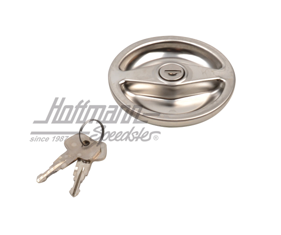 Fuel-tank cap, lockable, chromed, Bus T2, 73-79, Top Quality | 211 201 551 R | 097-1058-25