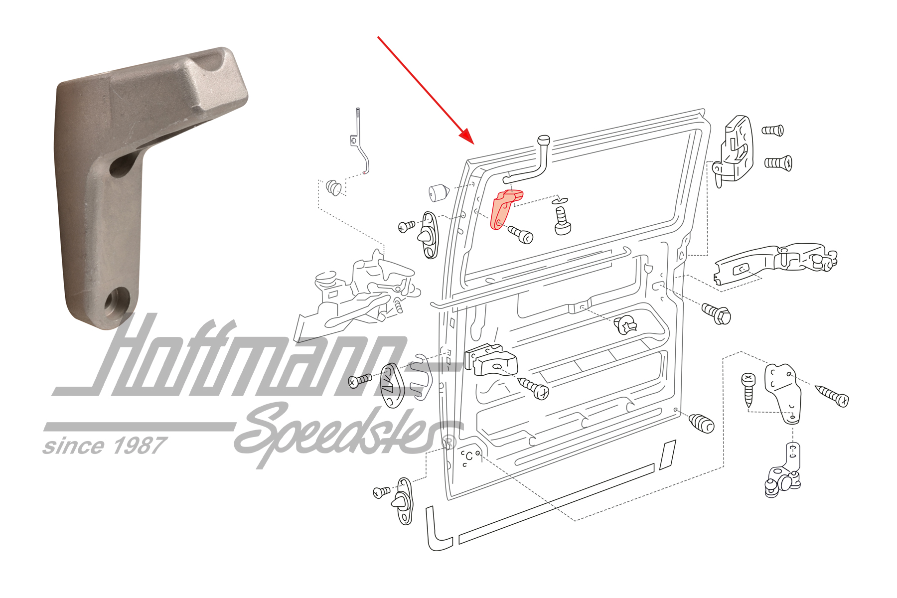 Retainer, roller guide
, upper, right | 701 843 440 | 408-1029-02