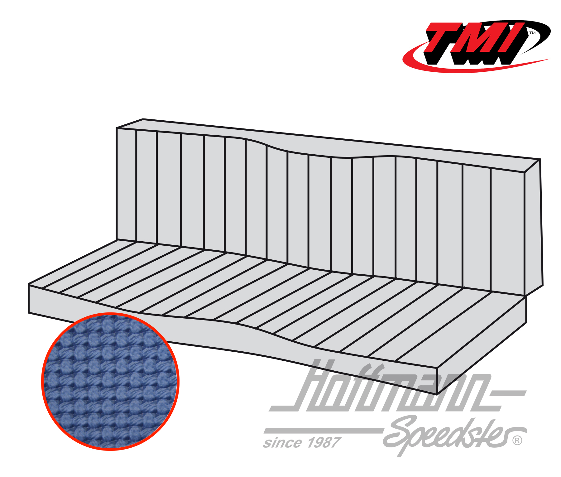 Seat-bench upholstery, Karmann Ghia Coupé, 55-71, blue | 43-1511-08 | 066-0082-20