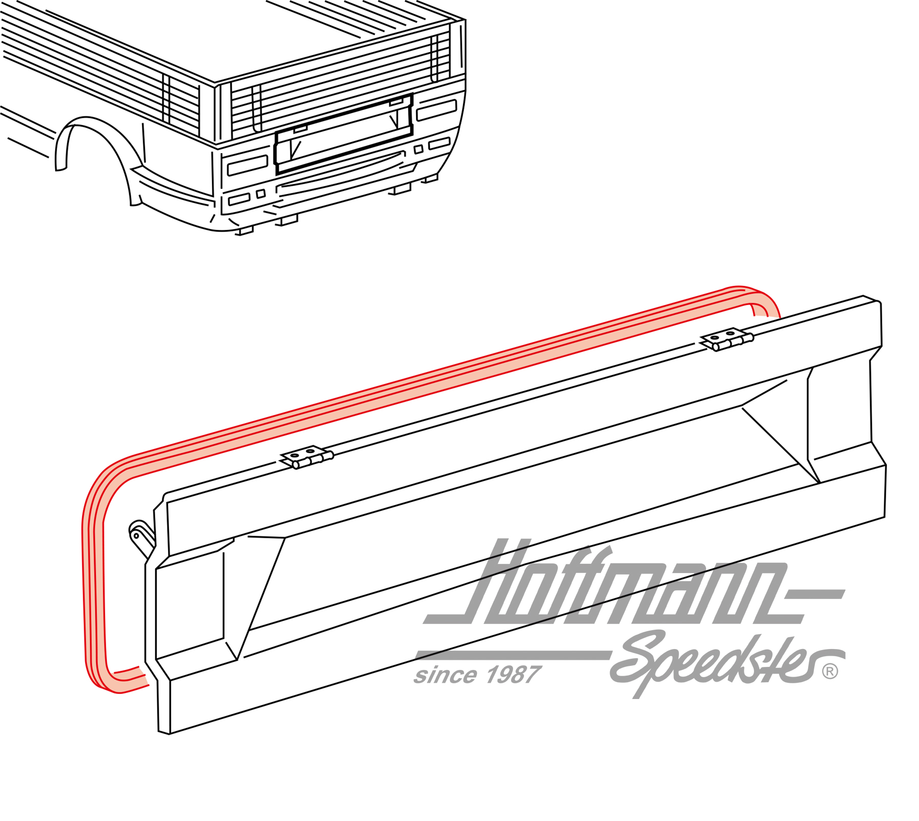 Seal, engine lid, T3 pick-up/double cab, 5.79-.84 | 245 827 711 A | 350-2002
