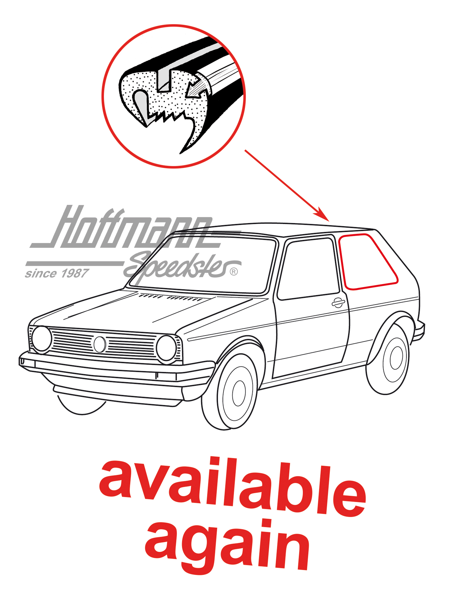 Side window seal, Golf 1, rear, left | 171 845 321 A | 180-7141