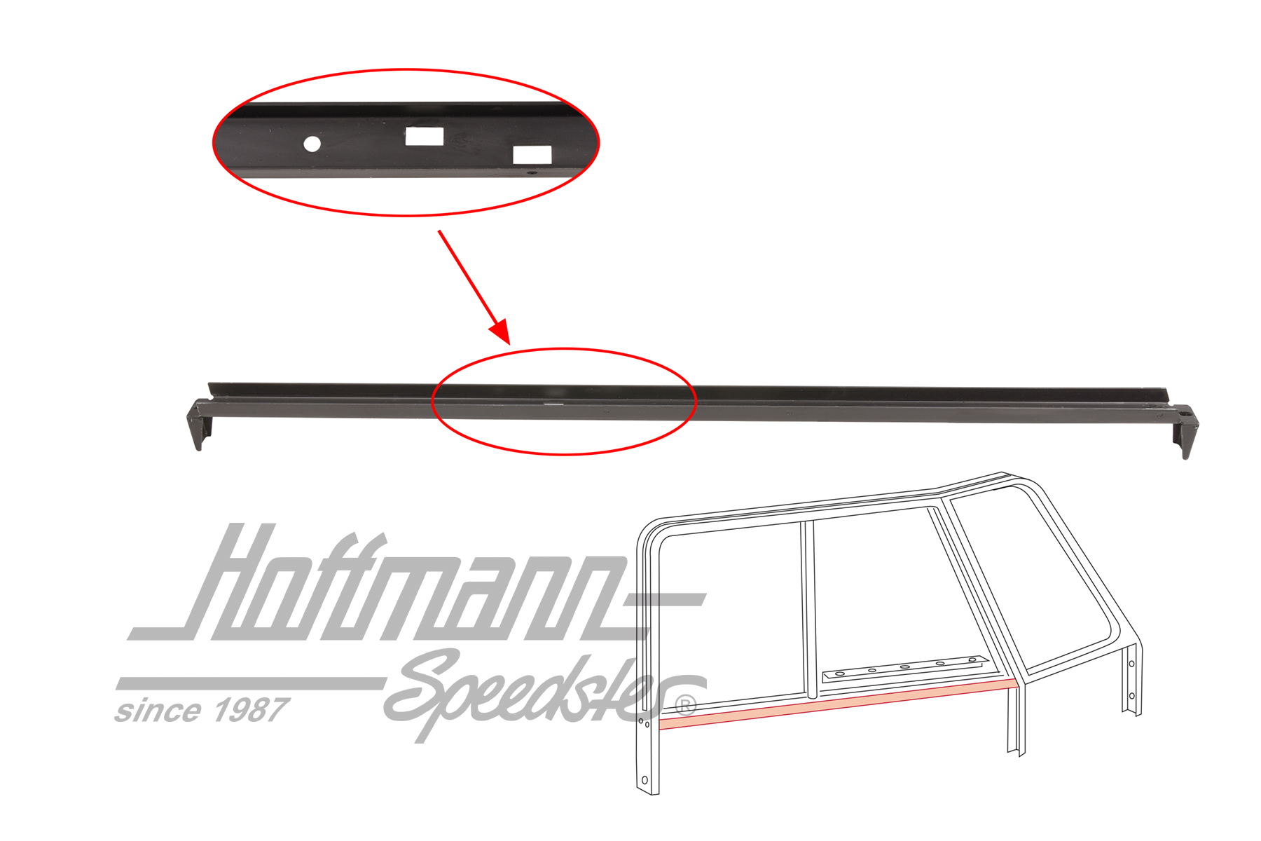 Window guide, lower, Bus T1, 55-67, left | 211 837 387 | 089-4584-11