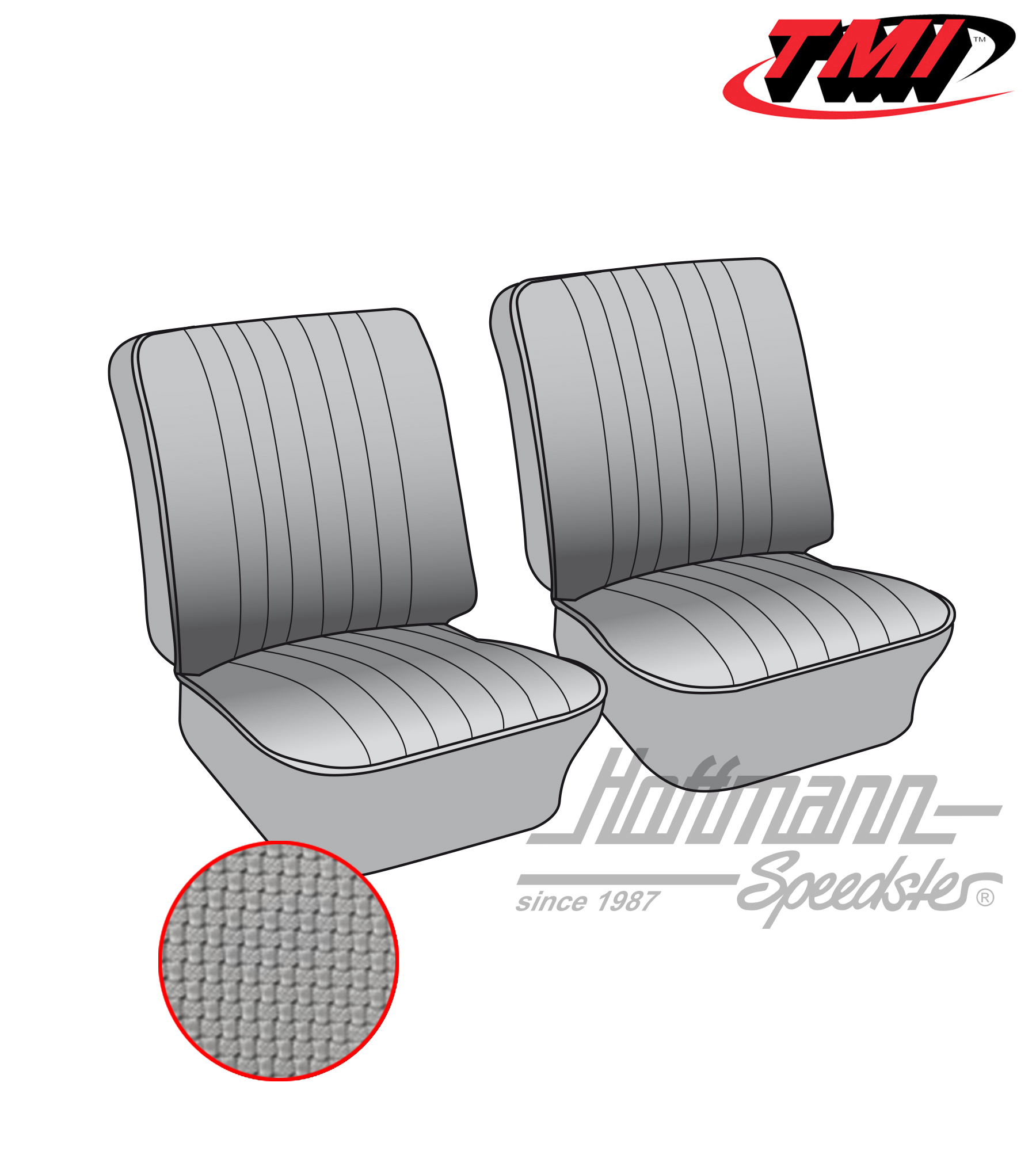 Seat upholstery, front seats, 67-73, grey | 43-2114-06 | 098-0620-35