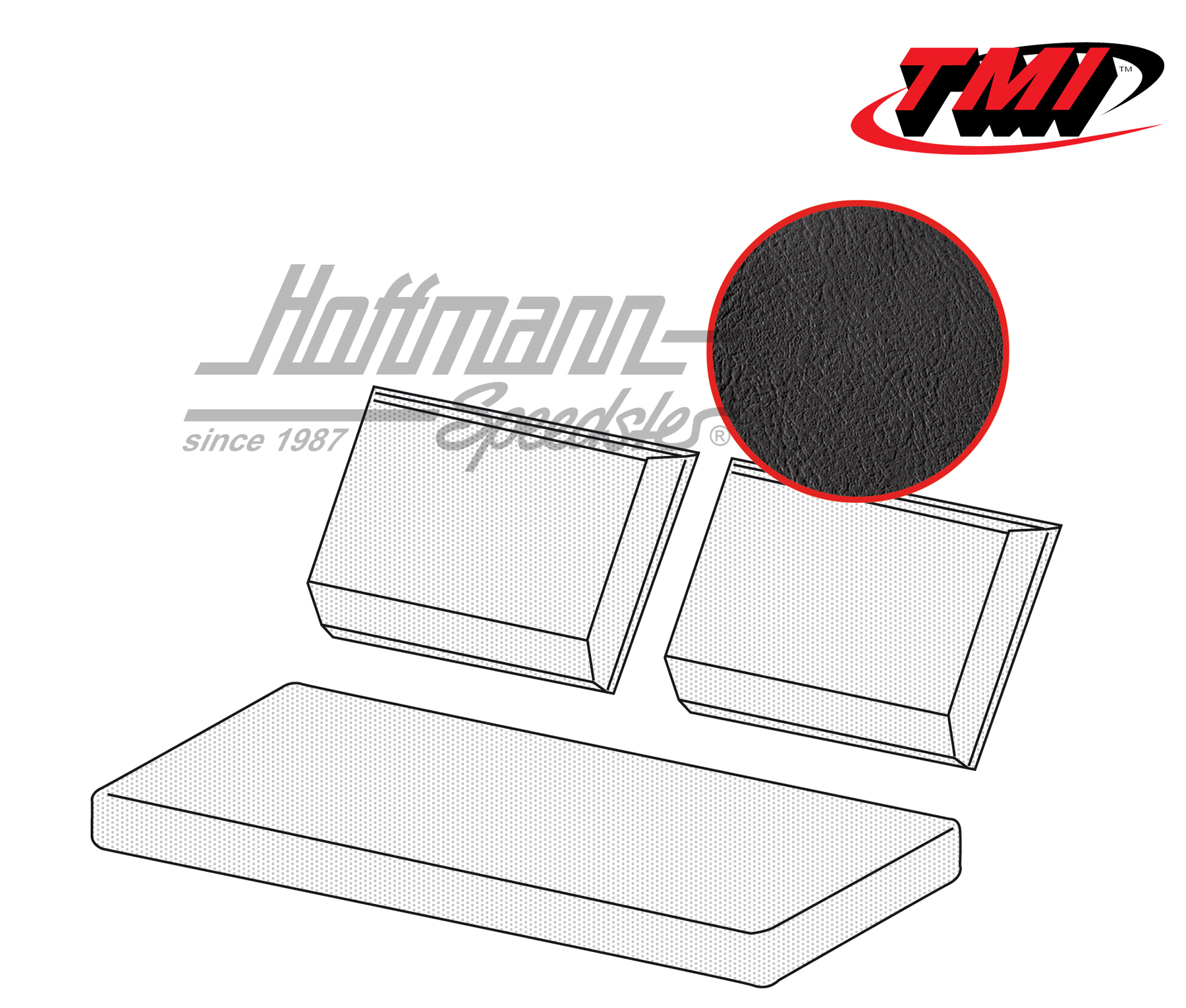 Seat upholstery, rear bench, Type 181, black (smooth) | 43-1417-11 | 080-5060-11