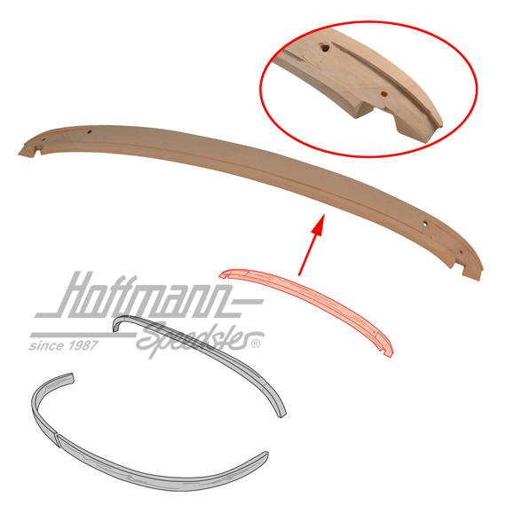 Front header bow, Karmann Ghia, 12.68-7.74 (wood)                                                   