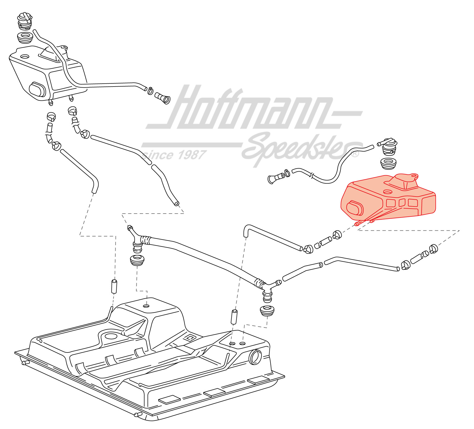 Compensating reservoir, fuel tank, Bus T3, right                                                    