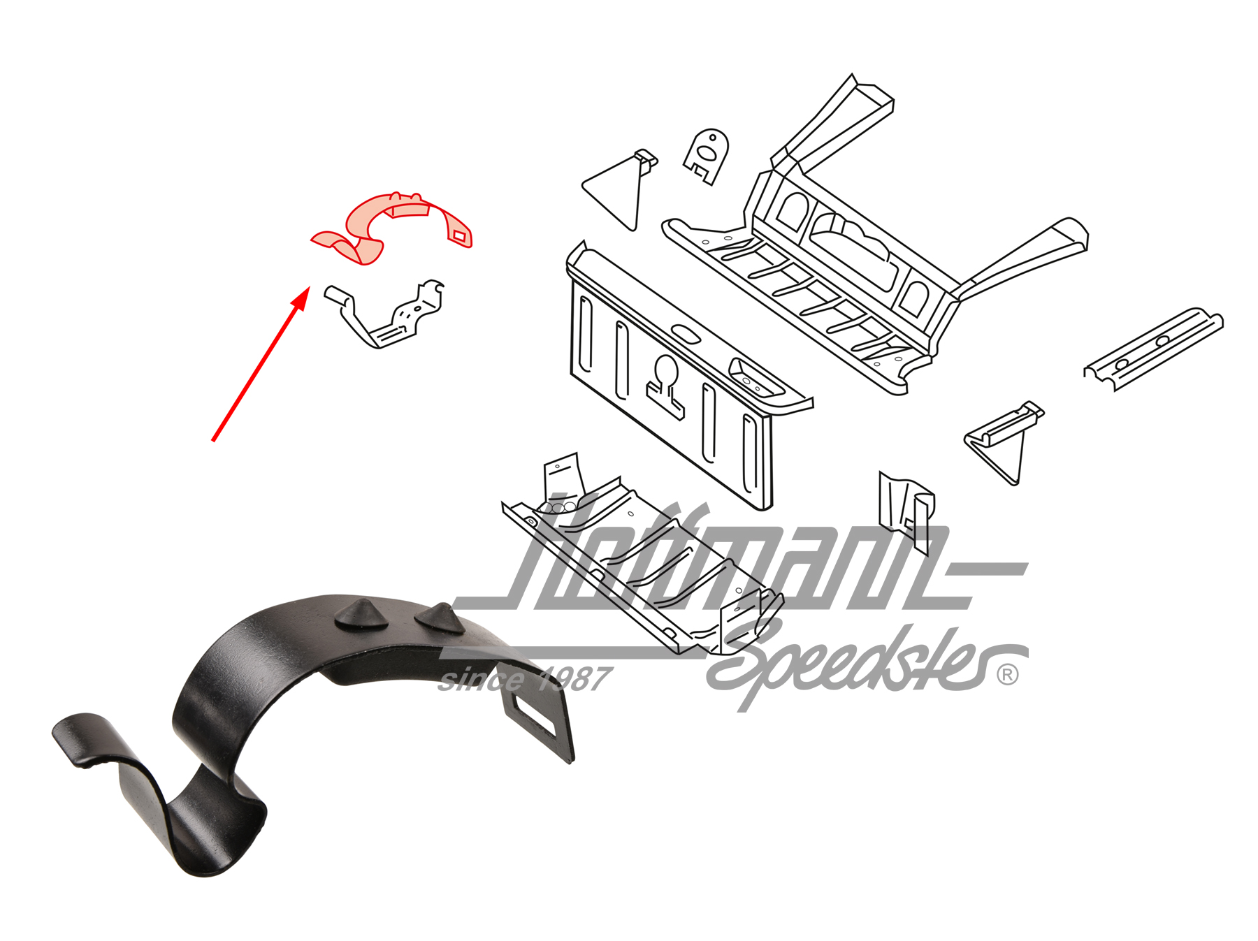 Retainer, jack support, Type 181 | 111 809 376 N | 080-2500