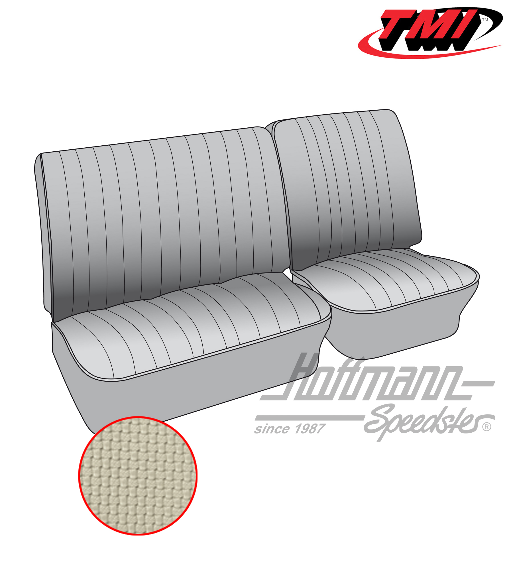 Seat upholstery, front bench, 73-76, off-white | 43-2117-05 | 098-0633-50
