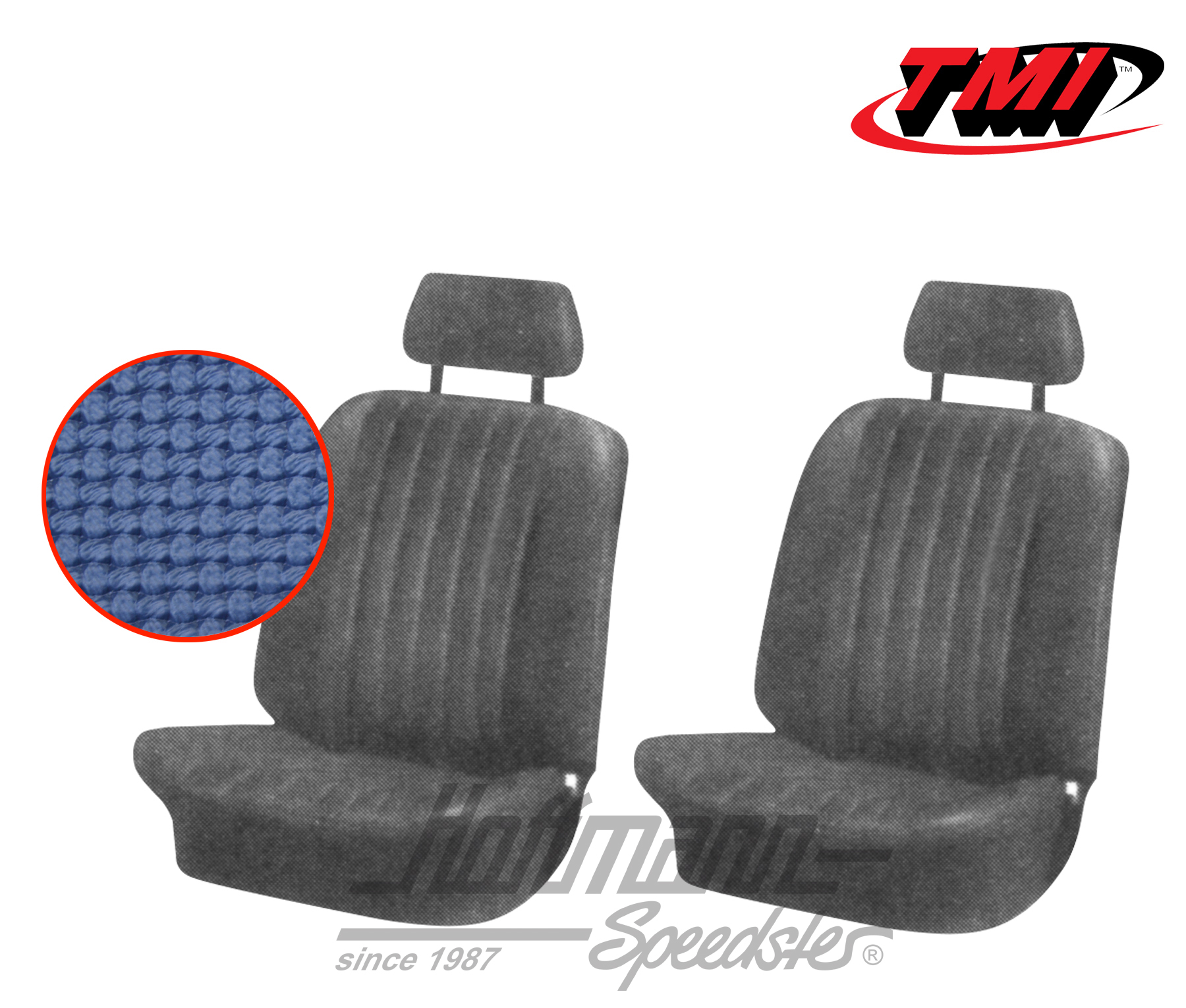 Seat upholstery, Karmann Ghia, front, 68-71, blue | 43-1506-08 | 066-0073-20