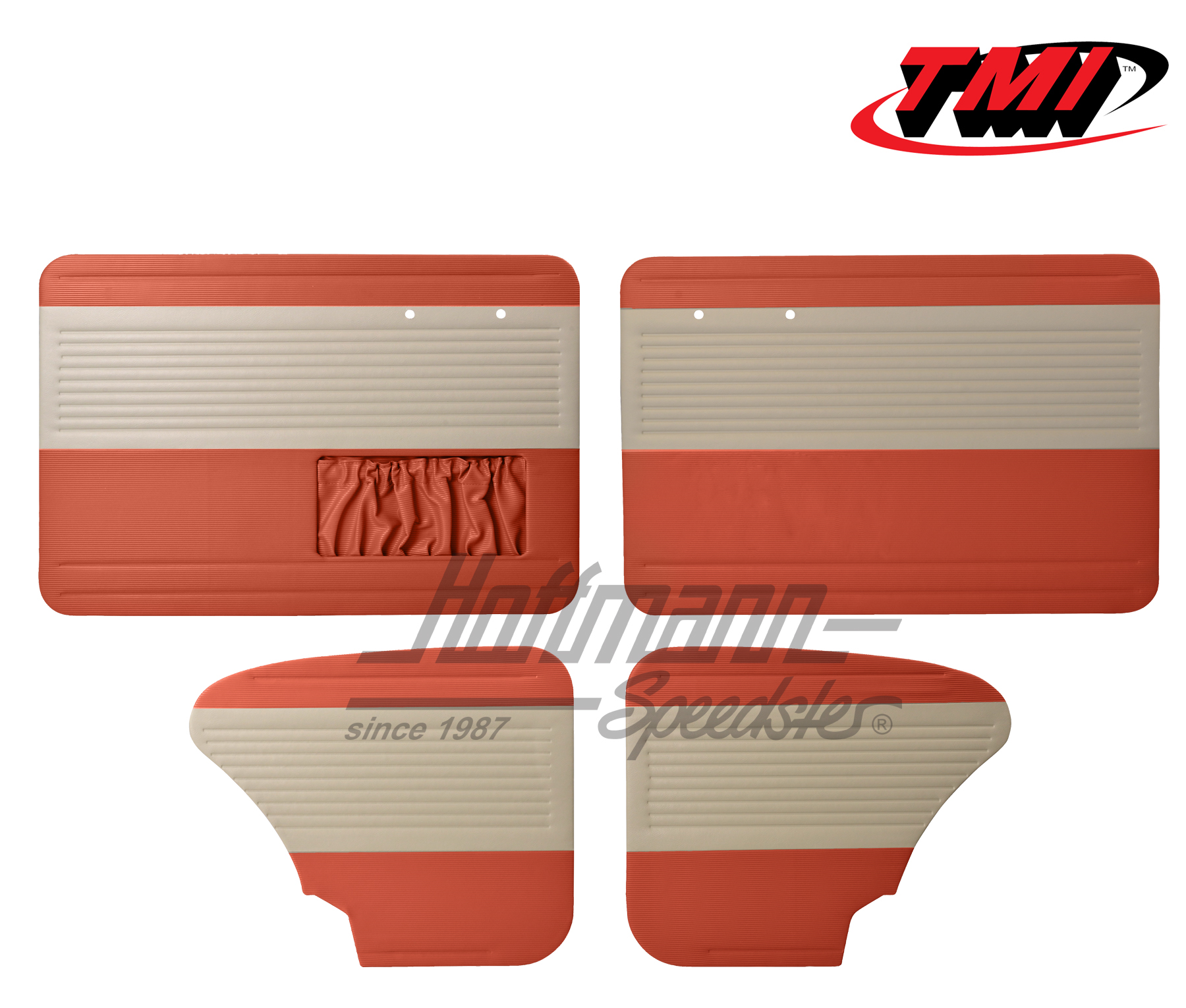 Door panels, Beetle Sedan, 64-66, off-white/brick red | 19-1123-23-15 | 055-7514-07