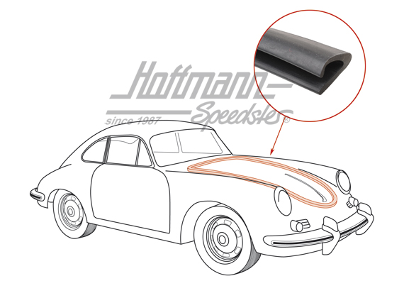 Front hood seal, 356 A/B/C | 644 511 901 06 | 510-6490