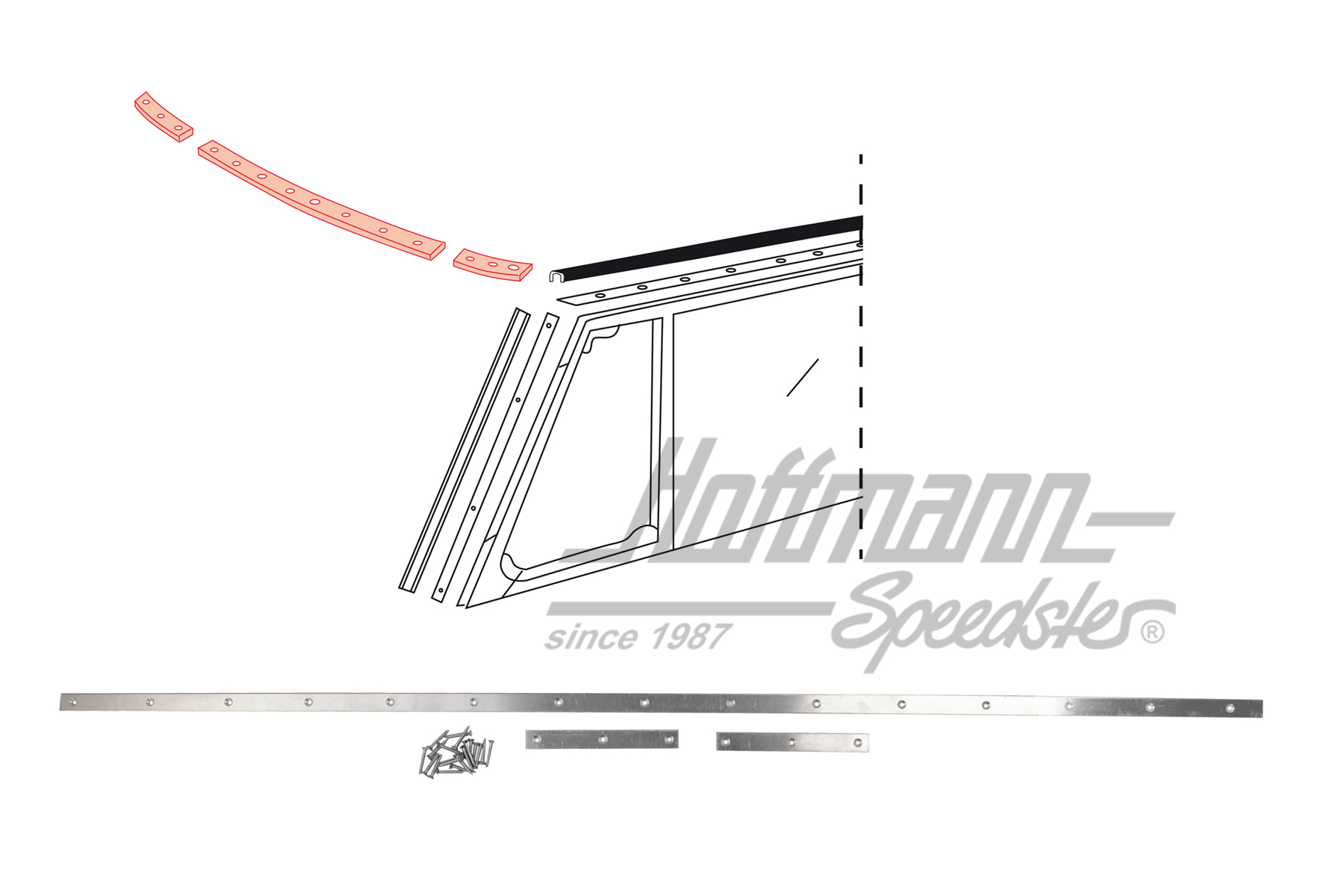 Fastening rails, front header bow seal | 151 871 341 | 020-4811