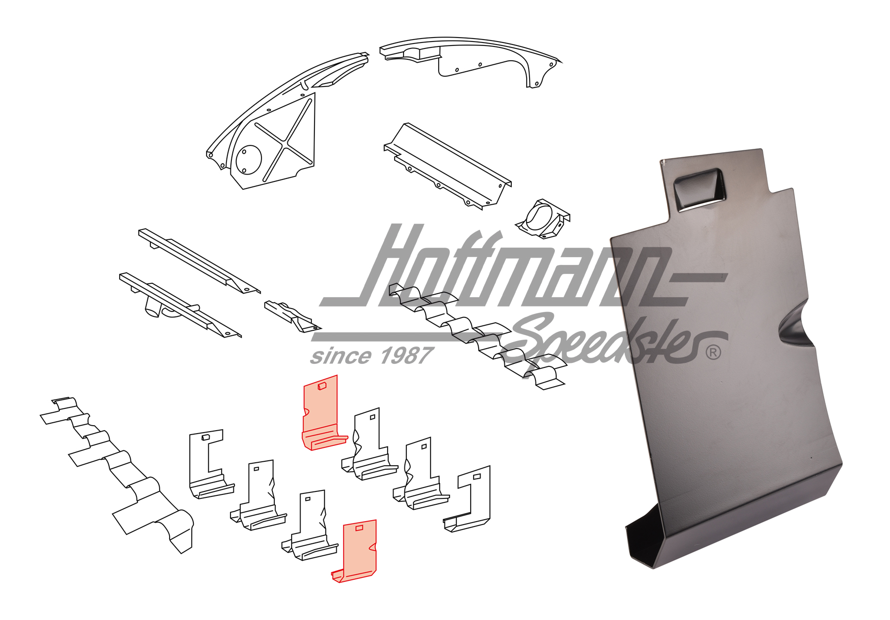 Heat deflector, F/R and R/L, 911/914/6 | 901 106 039 01 | 530-4030-32
