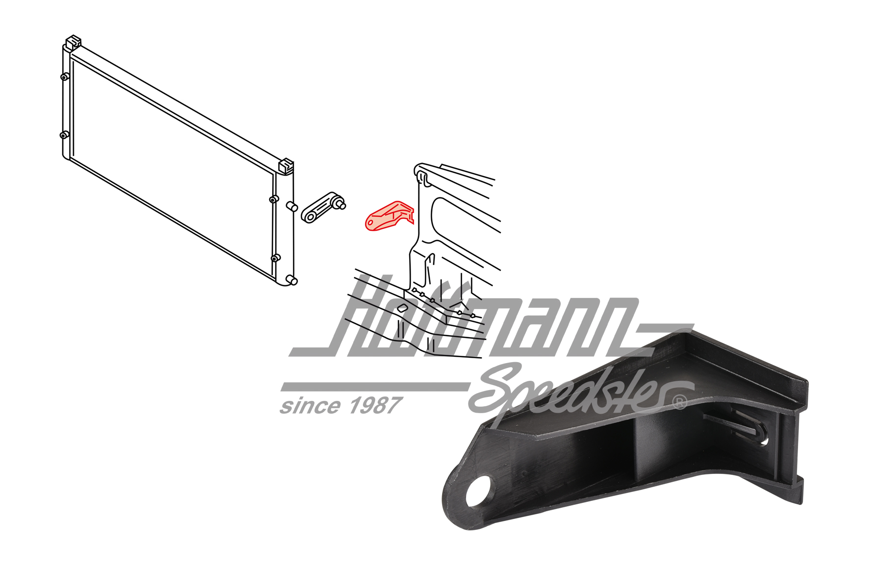 Support, water cooler, Bus T4, right | 701 121 634 A | 401-1940-02