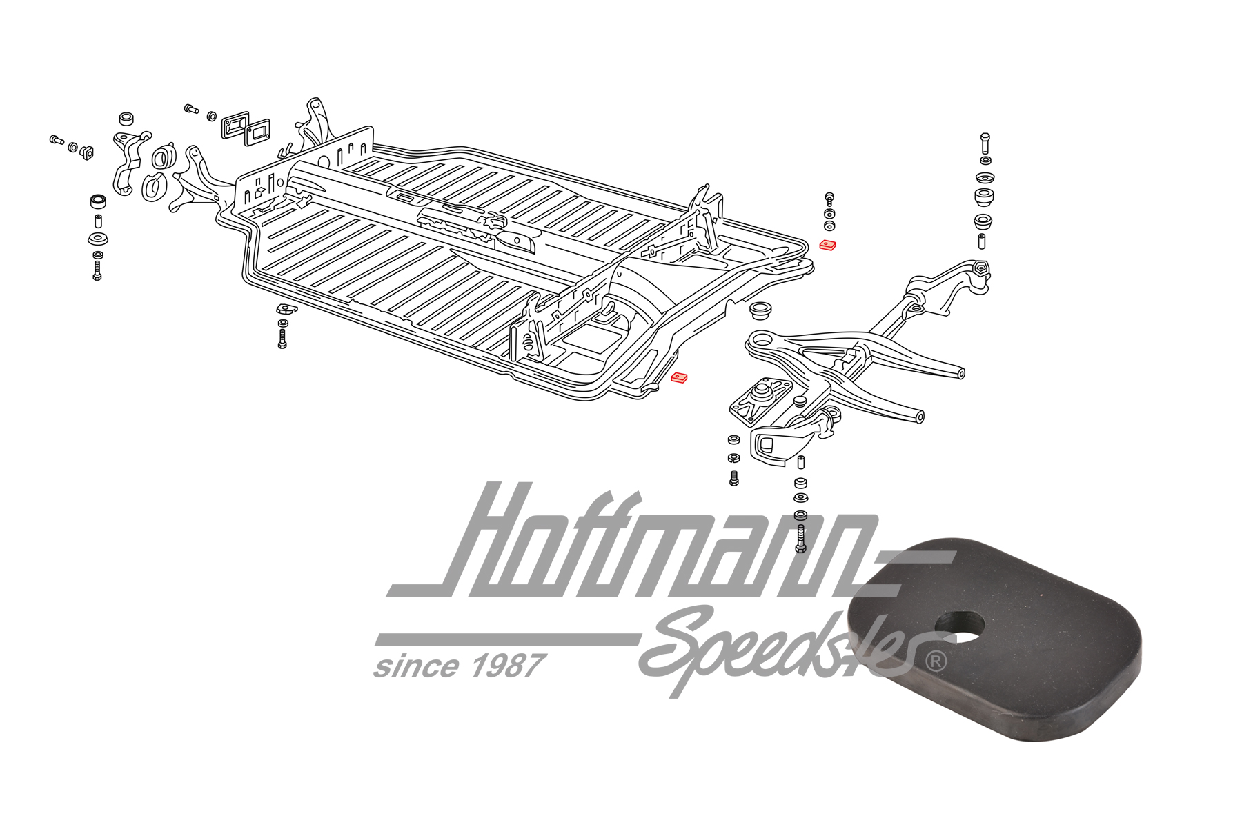 Rubber pad, chassis, rear, Type 3                                                                   