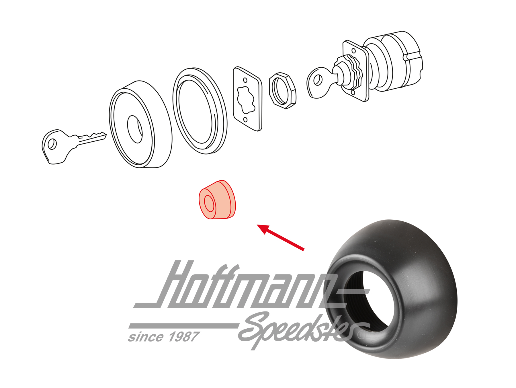 Nut, ignition lock, 911/912, 65-68                                                                  