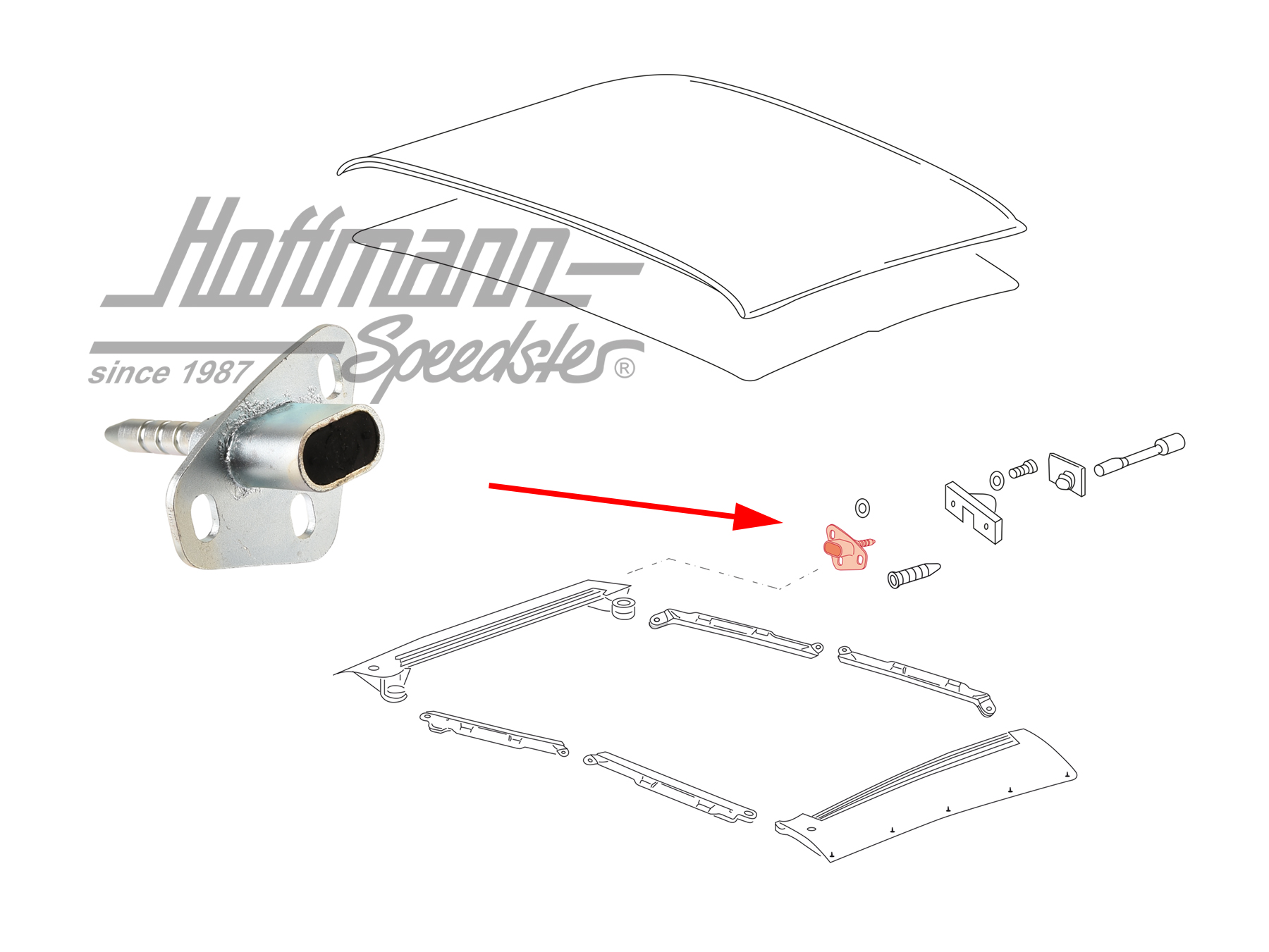 Metalastic bearing, Targa roof, 911, right | 911 565 038 42 | 515-0150-32