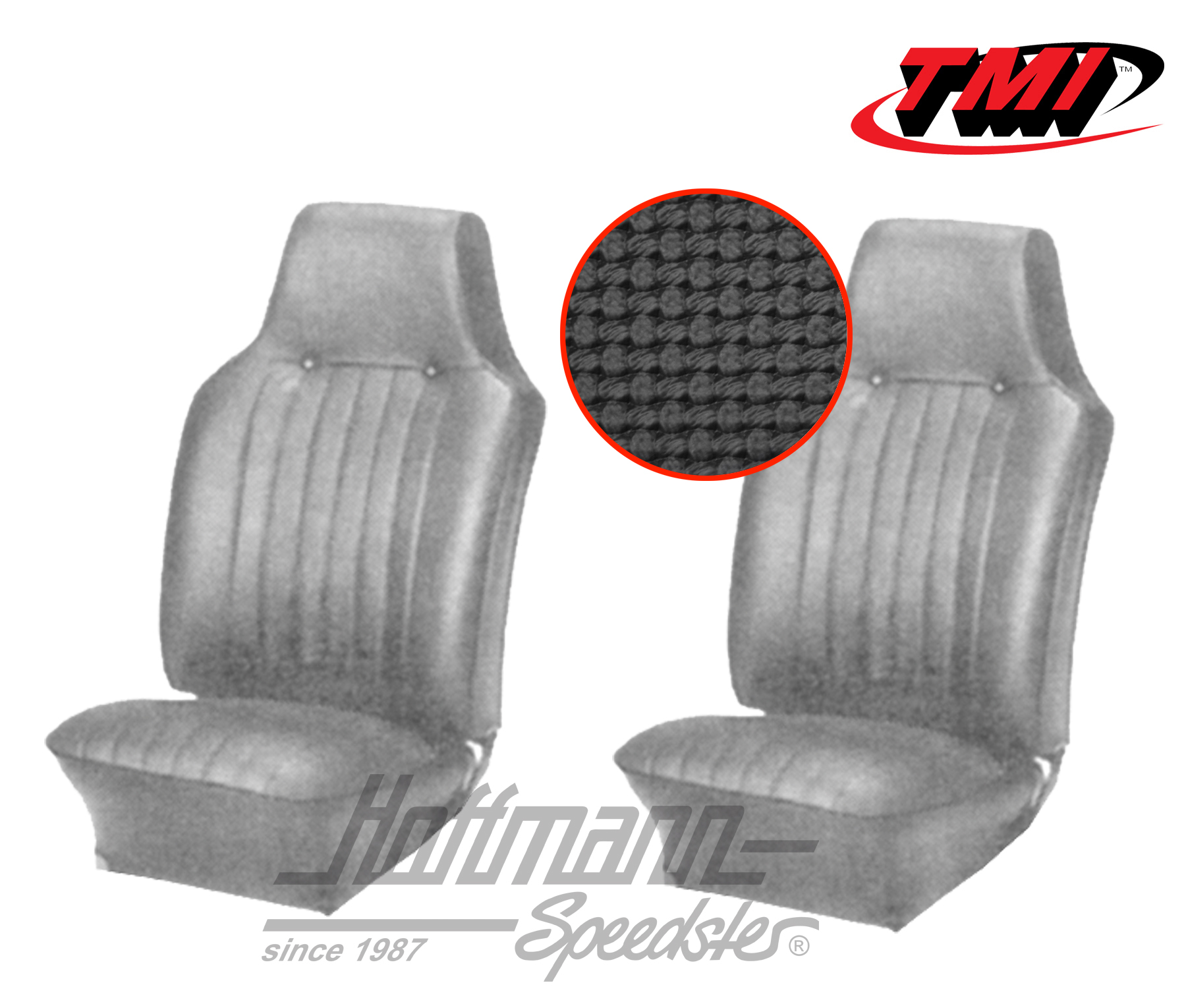Seat upholstery, Karmann Ghia, front, 67-68, black | 43-1505-01 | 066-0071-40