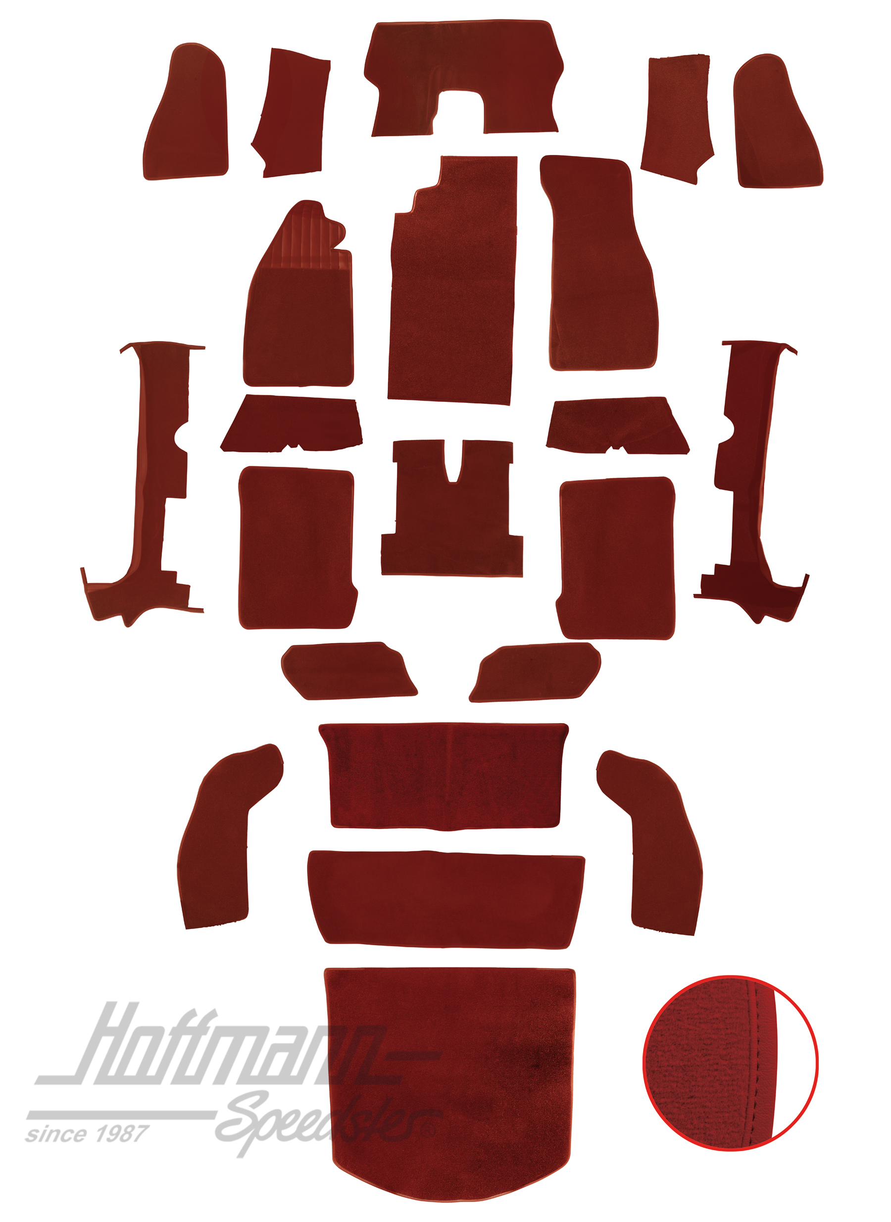Carpet kit, Beetle Convertible, 1303, red |  | 026-6126